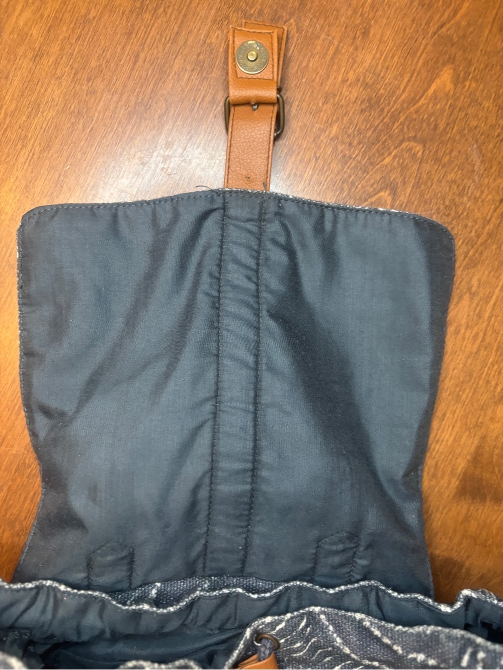 lu & elle Navy Canvas Tote with Brown Accent - Picture 4 of 8